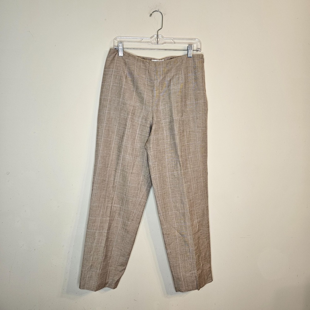 Women's Talbots Lined Linen Silk Pants Beige/Pink/Lavender Size 10